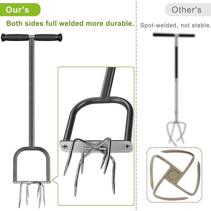 Dolibest Manual Twist Tiller, All-Steel Garden Claw Cultivator w/6 Stainless Steel Claws - Garden Claw Cultivator with Soft Rubber Grip, Hand Tiller Soil Ripper for Flower Box and Raised Bed