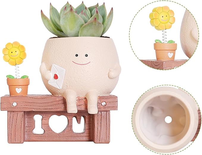Sunflower Planter Pot with Drainage Hole Cute Plant Pots for Succulents Plants Live Unique Flower Pots for Indoor Outdoor Use