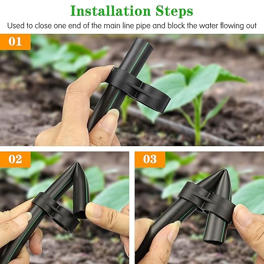 Drip Irrigation End Plug：20 Pack Drip Irrigation End Closure Parts Fits for 1/2 Inch Drip Irrigation Tubing 17mm 0.600" ID Goof Plug Connectors for Patio Lawn Garden