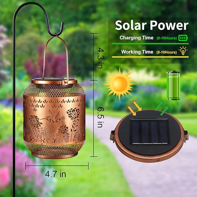Solar Lanterns Outdoor Waterproof Christmas Birthdays Gifts for Women Mom Grandma Butterfly Garden Decor Metal Hanging Solar LED Lights for Patio(Butterfly Flock-2P)