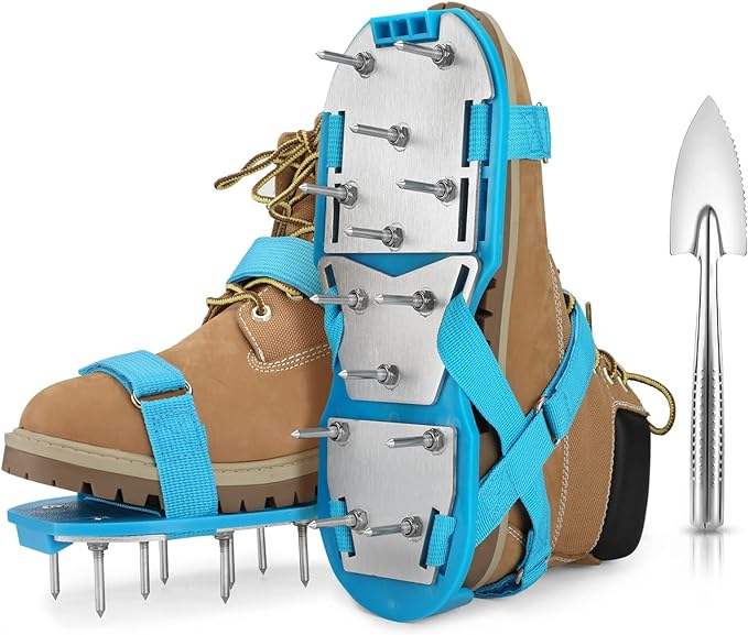 Lawn Aerator Shoes - Fully Assembled Soil Aeration Shoe Pair - Yard Aerator Tool for Aerating Patio Garden Grass Lawn