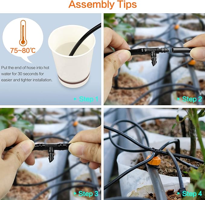 60 Pieces Drip Irrigation 1/4" Barbed Tee Fittings, Barbed Connectors for 1/4 Inch Irrigation Tubing, Drip Line Tee for Drip Sprinkler Garden Lawn Systems