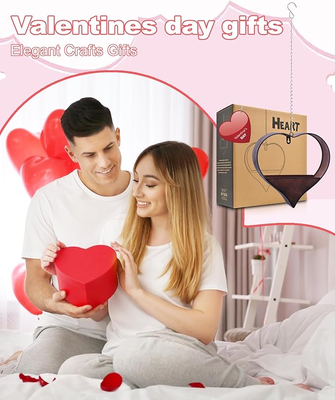 Metal Plant Hangers Indoor and Outdoor: Rustic Heart Shape Hanging Planters Perfect for Window Wall Decor for Living Room Office - Unique Gifts for Mom Women Grandma