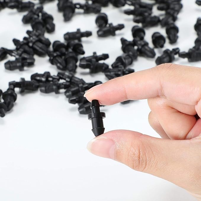 Honoson Drip Irrigation Plugs 1/4 Inch Tube Closure Goof Hole Plugs Irrigation Stopper for Home Garden Lawn Supplies, Black(450 Pieces)