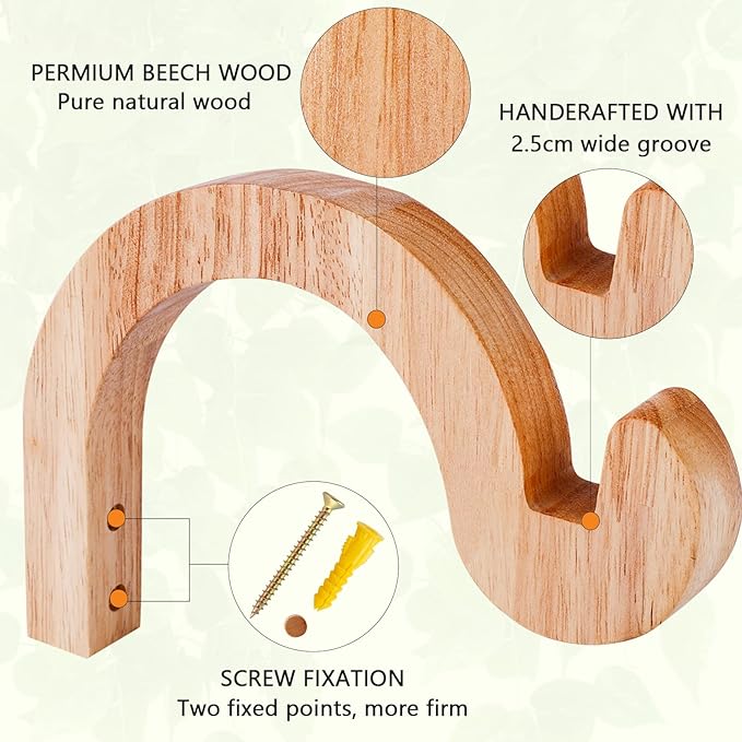 FGSAEOR Arc-Shaped Wooden Plant Hanger Indoor, 7-Inch Hanging Plant Brackets, Wall Mount Hooks for Outdoor Hanging Bird Feeders, Flower Baskets Pots, Wind Chimes, Lanterns