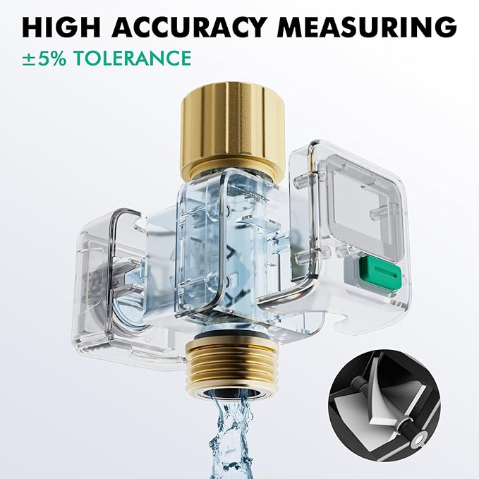 [2 Pack] RESTMO Water Flow Meter, Pure Brass Inlet & Outlet | 4 Measure Modes | Display Gallon/Liter Usage and Flow Rate | Ideal to Outdoor Garden Hose, Lawn Sprinkler Watering, RV Water Tank Filling