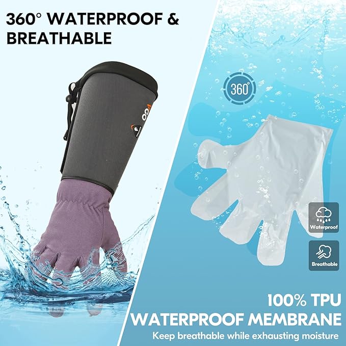 Vgo... Winter Warm Safety Work Gloves Women, Extended Pig Split Leather Cuff,Synthetic Leather, Rose Pruning Thorn Proof,Gardening(Size L,Purple,SL6592FLWP)