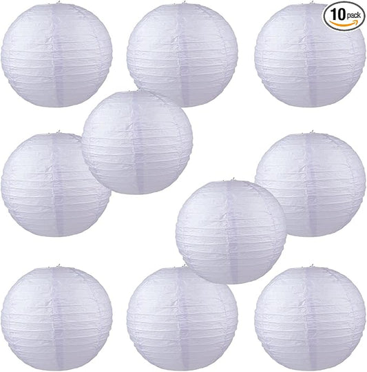 WYZworks - Round Paper Lanterns 10 Pack (Light Lavender, 12") - Hanging Paper Lanterns Lamp for Wedding, Birthday, Party and Home Decorations with 8", 10", 12", 14", 16" Option