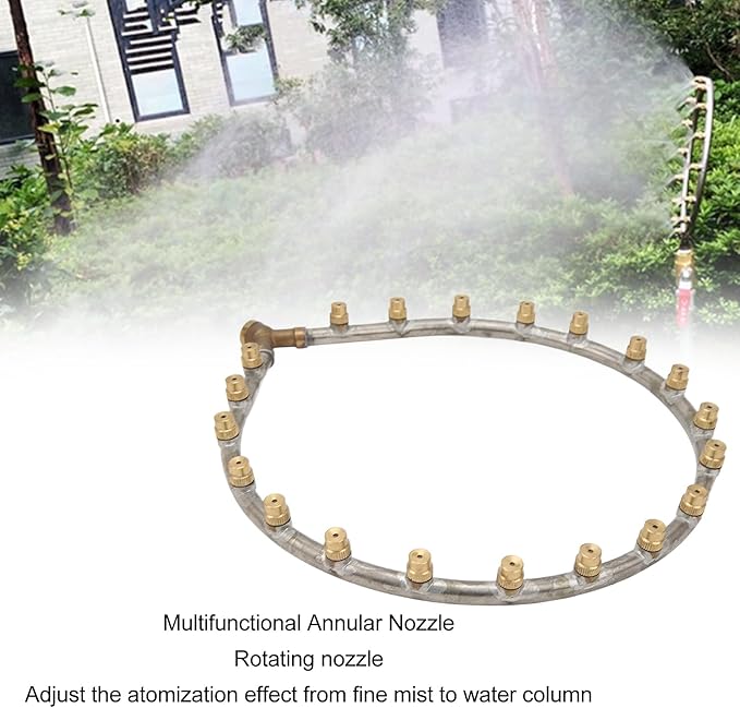 Multifunctional Annular Nozzle, G3/8 Female Thread Multi Head Ring Shaped Atomizing Nozzle, Rotating Nozzle for Garden Agricultural Irrigation(20 heads Heart shape)