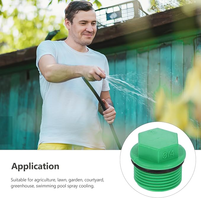Baluue 10pcs Garden Hose Plugs and Caps, 3/4" Plastic Tubing Stoppers, Green Ppr Material, Prevents Leakage, Ideal for Garden Irrigation and Water Supply