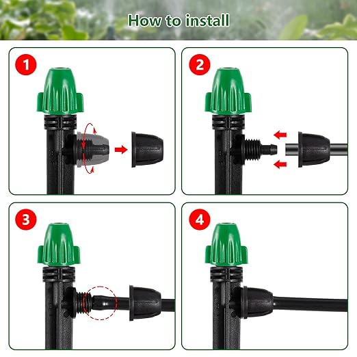 30Pcs Drip Irrigation Emitters Sprayer with Lock Barbed for 1/4" Drip Tubing - Leak-Proof Adjustable Micro Spray Drippers (4-7mm) for Garden Irrigation System (30PCS Mix Emitters)