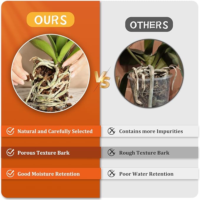 Legigo 10 Quarts Organic Orchid Potting Bark- All Natural Orchid Bark Potting Mix Pine Bark Wood Chips for Houseplant Mulch, Orchid Plants Root Development