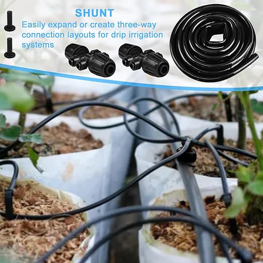 40FT Drip Irrigation Tubing, 1/2 inch Blank Distribution Tubing Kit, Garden Watering Tube Line with 4PCS 6-Way Quick Connector and 3 Plugs for Garden Irrigation System (40FT)