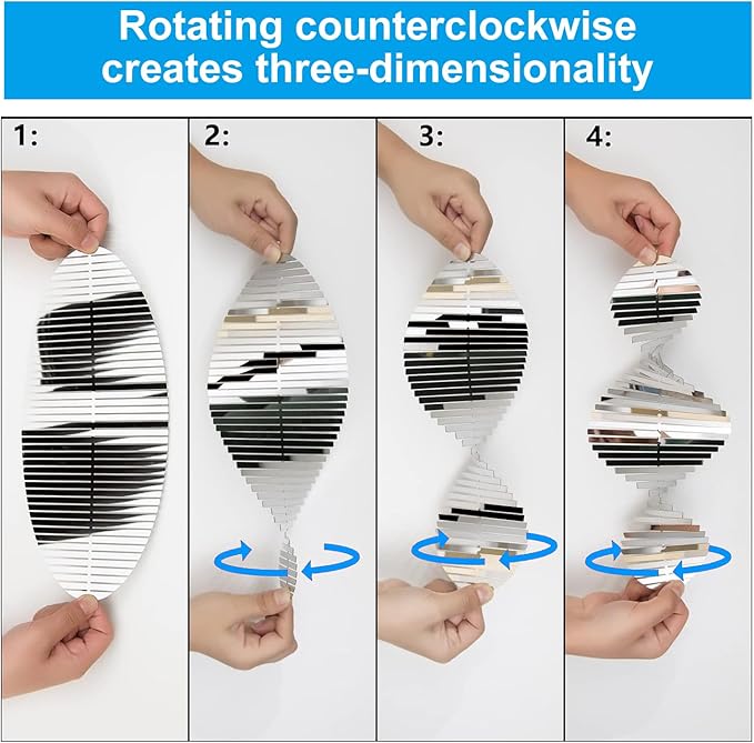 3 * 3 Stainless Steel Bird Scarer Discs Set, 3D Reflective Helix Wind Spinners Bird Reflector & Sparkly Metal Outdoor Garden Décor Sculpture Ornaments, Deterrent to Scare Pigeon Away Yard Patio Farm