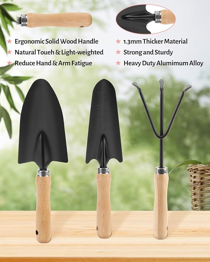 Pink Gardening Tools, Garden Tool Set for Women, 5 Piece Womens Gardening Kit with Garden Hand Tools Pink Floral Garden Bag,Gardening Gifts for Wife (5-Piece Pink)