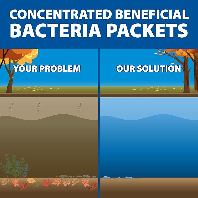 The Pond Guy Seasonal Defense, Spring & Fall Beneficial Bacteria, Barley & Enzymes, Cold Water Pond Sludge & Scum Treatment, Fish & Plant Safe, 24 Packets