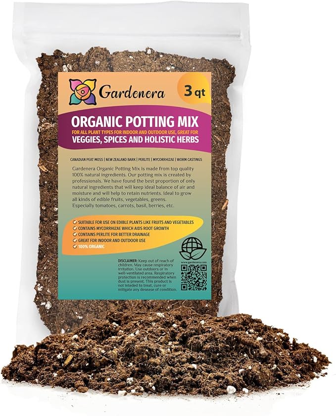Organic Potting Mix for All Plant Types for Indoor and Outdoor Use, Great for Veggies, Spices, and Holistic Herbs - (3 Quart Bag)