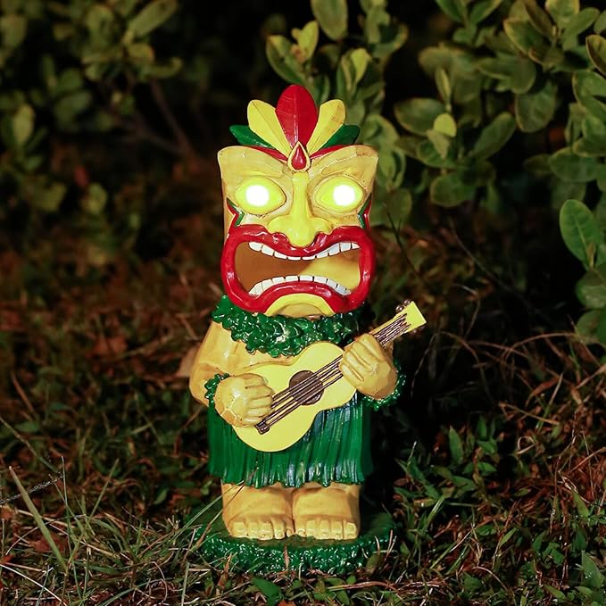 Solar Tiki Statue, Tiki Bar Decor, Outdoor Tiki Decor, Solar Garden Statue for Outside, Solar Garden Yard Decor, Outdoor Statue for Garden, Outdoor Decor for Patio, Gardening Gifts for Women
