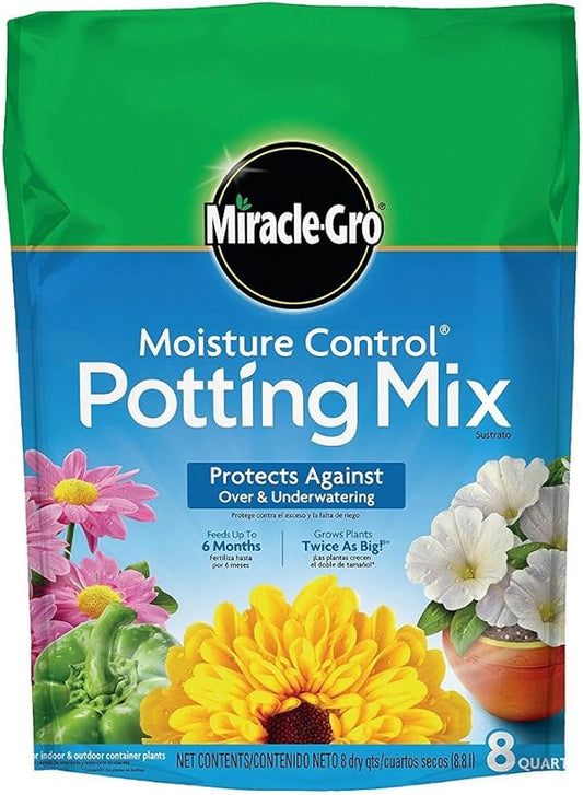 Miracle-Gro gprkzO Moisture Control Potting Mix, 0.26-Cubic Feet (8qt.), 4 Units