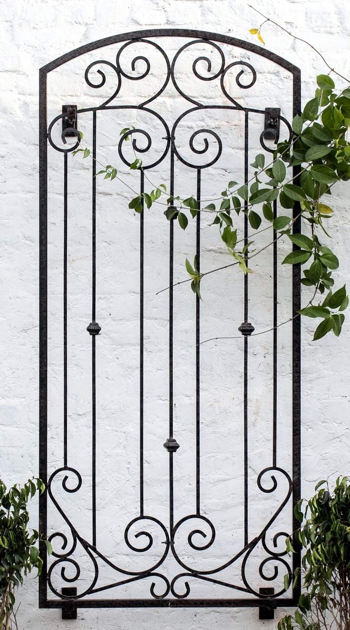 H Potter Garden Metal Wall Art or Trellis for Climbing Plants Outdoor Panel Roses Vines Privacy Includes Brackets for Hanging