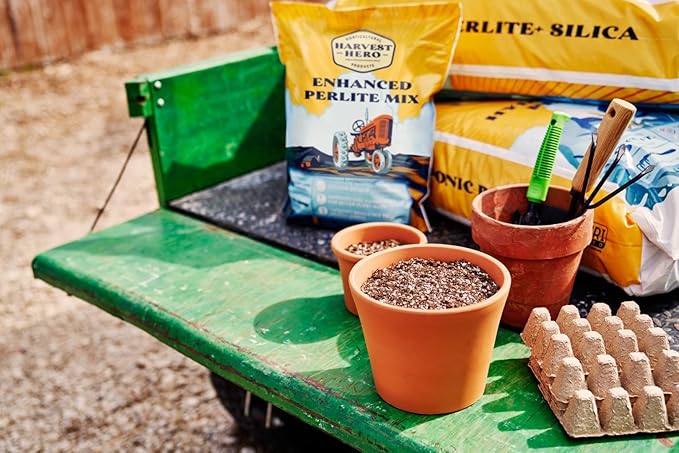 Enhanced Perlite Mix, Soil Amendment That Promotes Robust Growth with Diatomaceous Earth & Essential Nutrients for Plants, Transplanting, Garden Beds and Seedlings (8 QT)