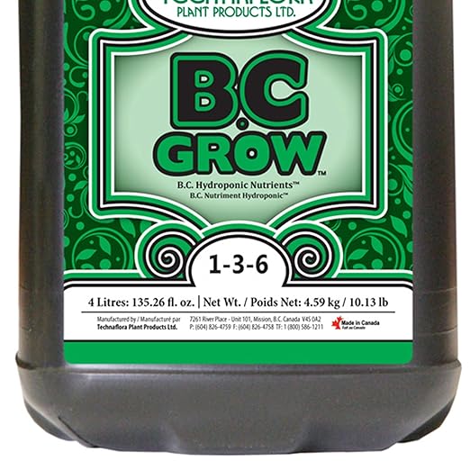 Technaflora B.C. Grow 1-3-6 Garden Fertilizer, 4 Liters