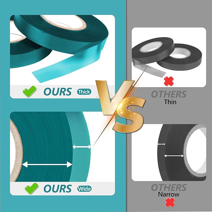 Stretch Tie Tape Roll, 1/2" 150ft Garden Tie Tape, Thick Sturdy Plant Ribbon Garden Green Vinyl Stake Gardening Tools for Indoor Outdoor Patio Plant Use