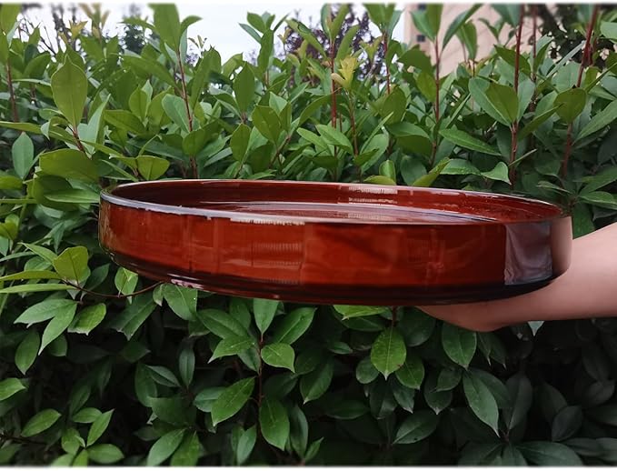 Ceramic Plant Saucer 12 Inch, Round Plant Trays for Indoors/Outdoors, Flower Pot Saucers for Holding Water Drips and Soil, Ceramic Drainage Tray for Plant Pot (Brown)