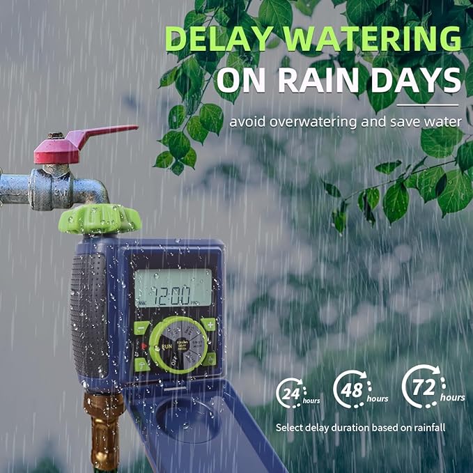 Single Water Timer Garden Irrigation Controller Sprinkler Hose Timer with Big Dial and Large LCD Screen Automatic Electronic Solenoid Valve