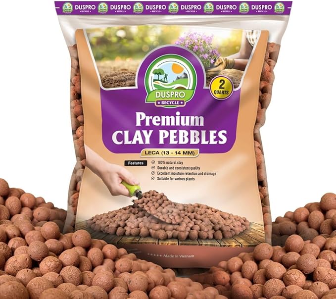 DUSPRO Recycle 2 Quarts Clay Pebbles for Plants, Leca Balls, Hydroton Clay Pebbles for Indoor Plants, Hydroponic Growing, Plants Drainage, Aquaponics…