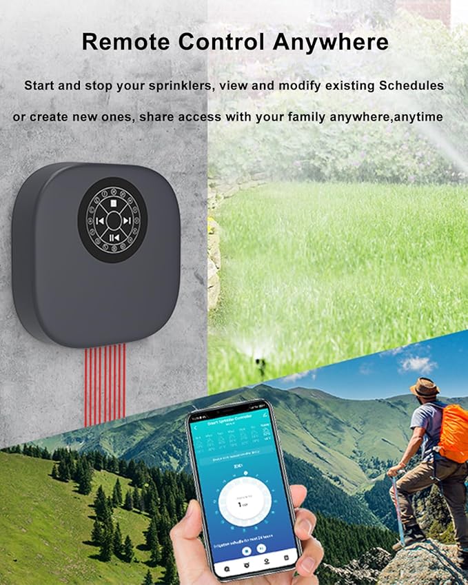 Haozee WiFi Smart Sprinkler Controller,16-Zone Smart Irrigation Controller,Support 2.4G & 5G,App Enabled Automated Water Scheduling, Alexa Compatible