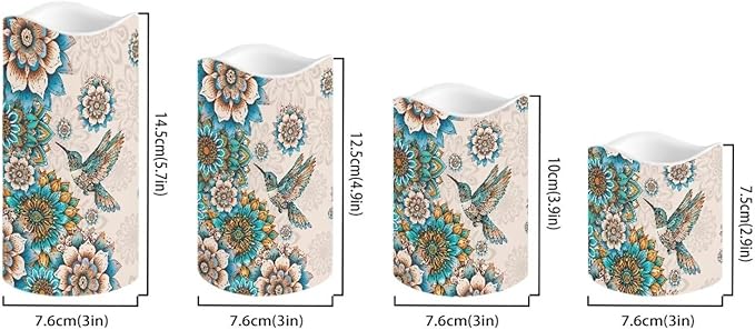 Ystardream Western Hummingbird Flameless Candles with Timer Led Candles Flickering 4 Candle Sets for Home Decor,18 Key Remote Control，Dancing Flames, True Wax, Battery Powered.