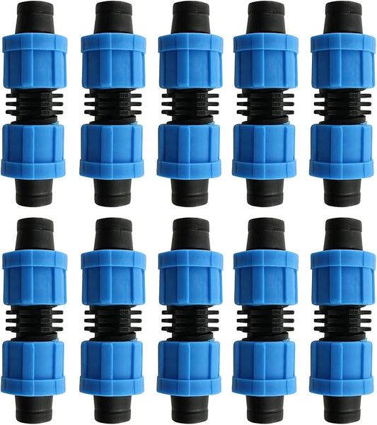10pcs Drip Irrigation Coupling 16mm Blue Connector Farm Irrigation Tools 1/2" Universal Joint Drip Irrigation Tube Fittings for Most 16-17mm Drip Irrigation Tube