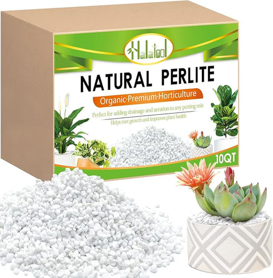 Halatool 10QT Perlite for Plants 3-6 mm Horticultural Organic Perlite Bulk for Gardening Natural Potting Soil Mix Additive for Indoor & Outdoor Planting