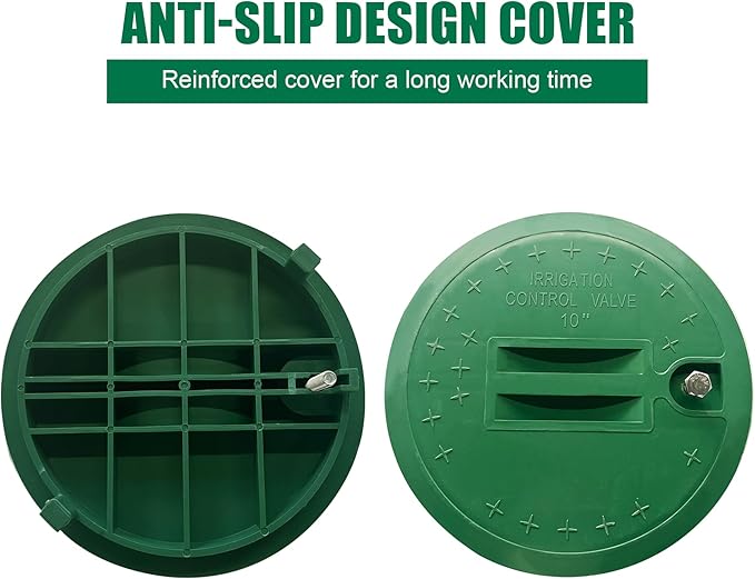 3 Pcs 10 In Sprinkler Valve Boxes, Durable PP Round Irrigation Valve Box for Garden Yard Outdoor Lawn Grassland Ground Farm, Green&Black Water Meter Box