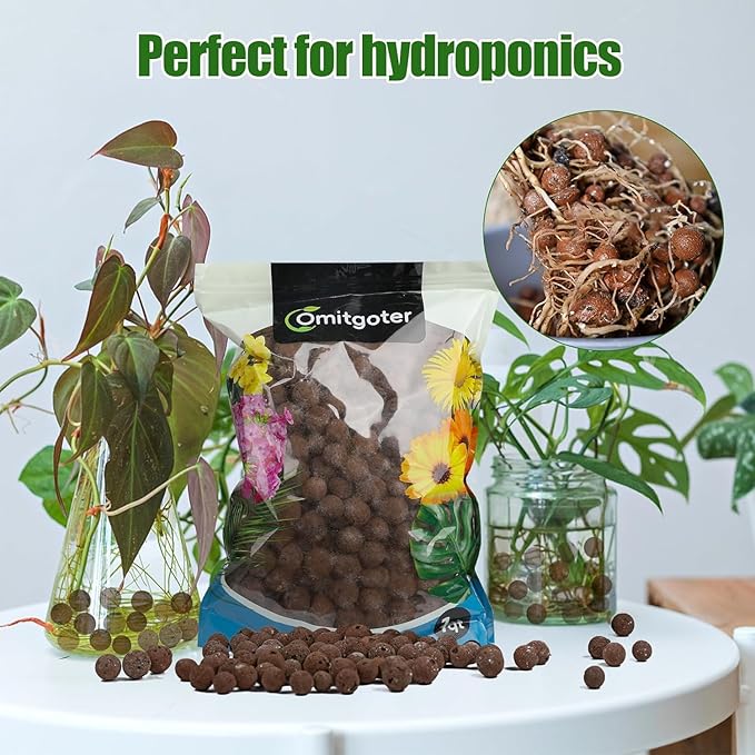 Clay Pebbles Leca Balls for Plants 4qt，6mm - 12mm Clay Balls for Hydroponic, Terrarium, Potted Plants, Lightweight & Drainage