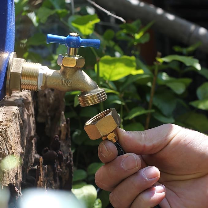 Garden Hose Drip irrigation Adapter,Brass 3/4"GHT Female Thread to 1/4 Water Hose drip irrigation fittings hose fittings (1 Set)