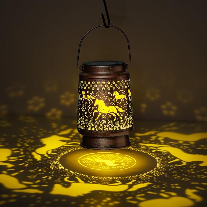 kyoryuger Horse Solar Lanterns Outdoor Horse Gifts for Women Mom Grandma, Horse Lovers Gifts, Birthaday for Mom Metal Decorative Lanterns for Yard Patio Lawn Solar Garden Decor