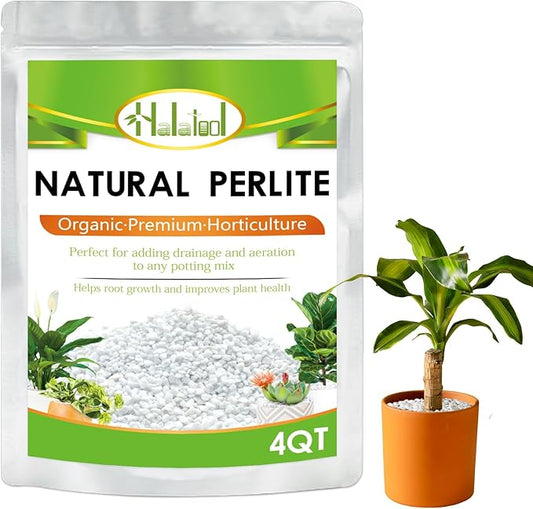 Halatool 4QT Perlite 3-6mm Organic Perlite for Gardening Plants Indoor Natural Potting Soil Mix Additive for Holding Moisture Aeration Drainage