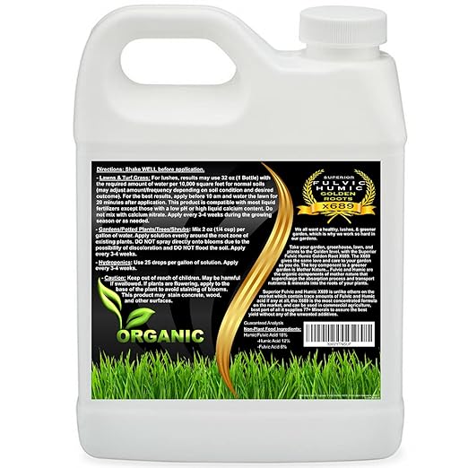 Humic Acid Liquid Aeration Lawn - Humic Acid & Fulvic Acid Liquid Concentrate - 10,000 sq ft - Organic Plant Food Enhancer for Lawn, Plants, Turf Grass & Garden Soil Treatment Conditioner & Aerator