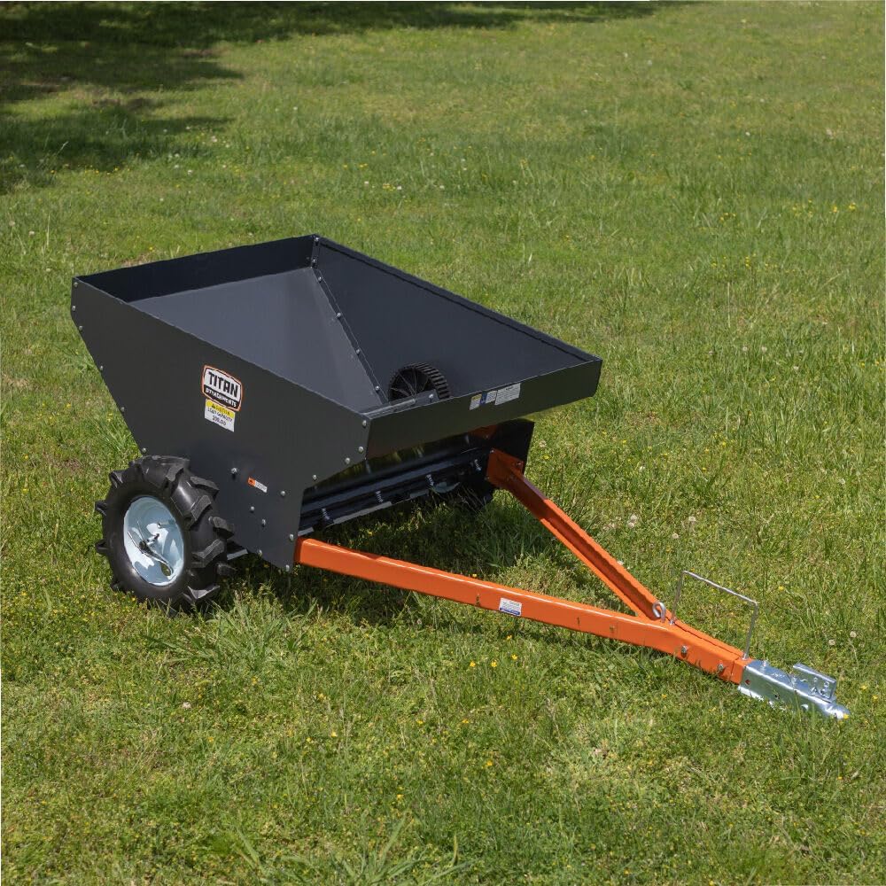 Titan Attachments Compact Manure Spreader, Rated 8.7 Cu. FT, Utility Tow-Behind ATV/UTV Lawn Tractor Spreader