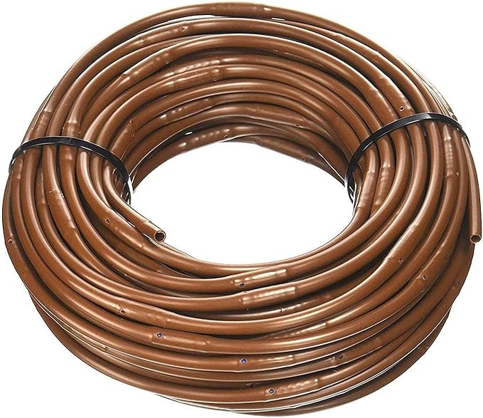 (100' ft Roll) - USA Made - 1/4-Inch x Irrigation/Hydroponics Dripline with 6-Inch Emitter Spacing (Brown) (100' Foot Roll)