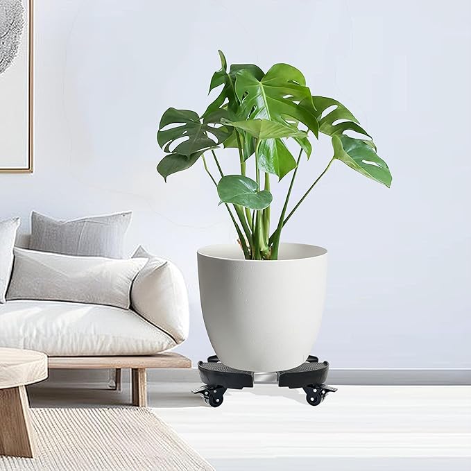 CASIMR Plant Caddy with Wheels, Heavy Duty 440lbs Capacity Rolling Plant Stand, 15-20 Inch Adjustable Indoor Outdoor Plant Dolly, Round Plant Roller Base Flower Pot Rack Holder Trolley Casters Tray