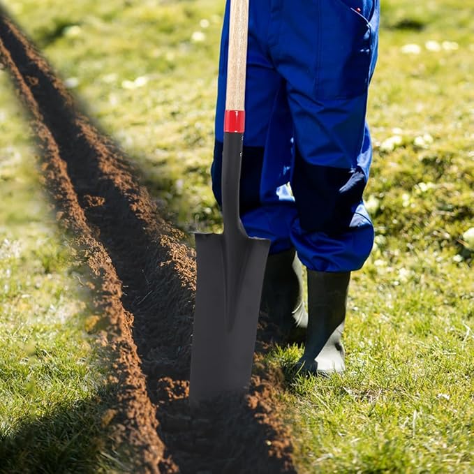 Nohovu Spade Shovel for Digging, Heavy Duty Shovel with D-Handle, Trench Shovel for Gardening, 45 Inches
