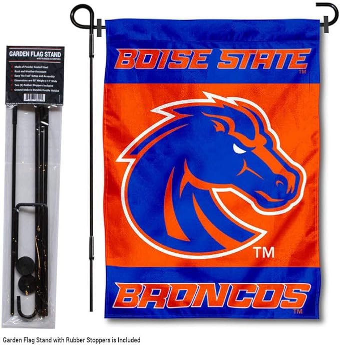 College Flags & Banners Co. Boise State Broncos Garden Flag with Pole Stand Holder
