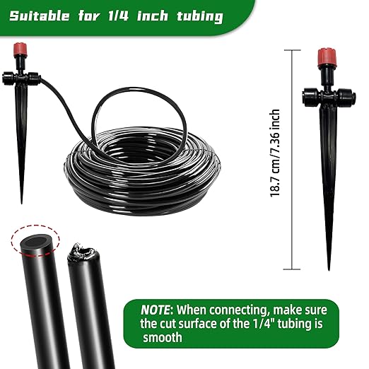 20PCS Push-to-Fit Drip Irrigation Emitters for 1/4 inch Irrigation Tubing,Two-Way Connection Adjustable Drip Emitter Sprayer with Stake,Irrigation Dripper Sprinkler for Drip Irrigation System