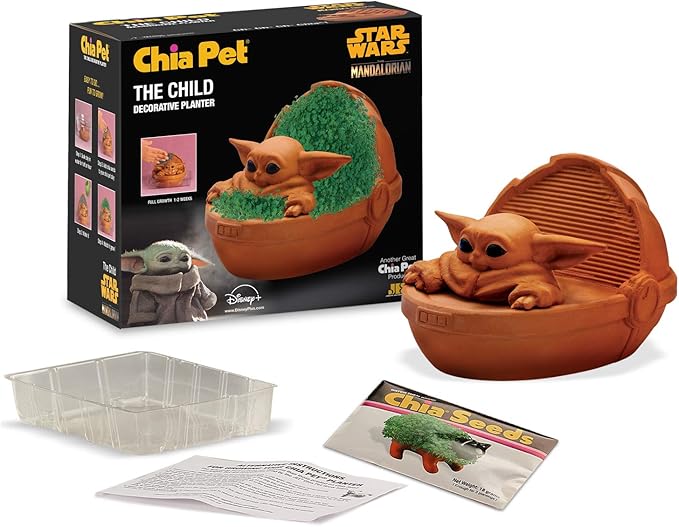 Chia Pet Star Wars Mandalorian - the Child - Black Box with Seed Pack, Decorative Pottery Planter, Easy to Do and Fun to Grow, Novelty Gift, Perfect for Any Occasion