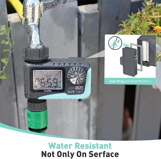 RAINPOINT Sprinkler Timer Outdoor, Water Timer for Garden Hose Faucet Timer, Programmable Watering Irrigation Timer with Rain Delay/Manual, V2, 2024 Release(Plastic)