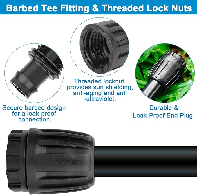 1/2 inch Irrigation Fittings End Plugs For (1/2" ID x0.6-0.63" OD) 16mm Drip Tubing Connectors-10Pack