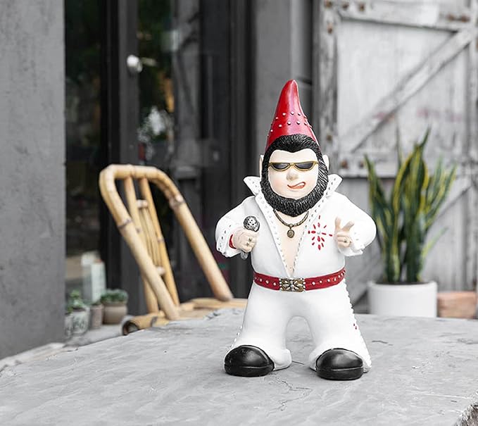 Large Singer Gnome Garden Statue Outdoor Resin Dwarf Figurine Decor Home Decoration Funny Sculpture for Patio Poch Yard Backyard Ornament Housewaiming Unique Gift